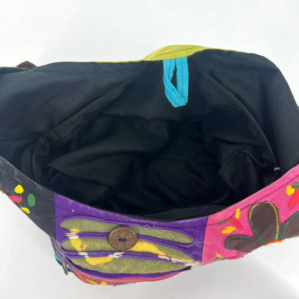 Rising International Boho Hippie Peace Flower Power Patchwork Shoulder Bag Purse
